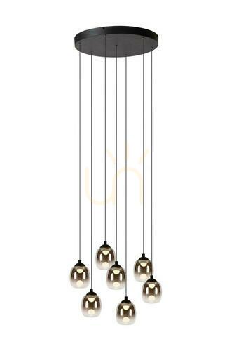 Check Lucide Tamino Black Glass LED Pendant Light 7x7W 52 cm 74419/07/30