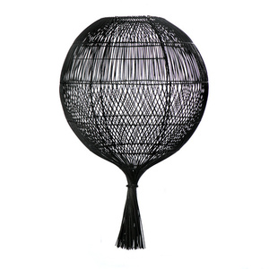 Black Openwork Pendant Lamp - The Wonton Floor Lamp, E27, Rattan small 3