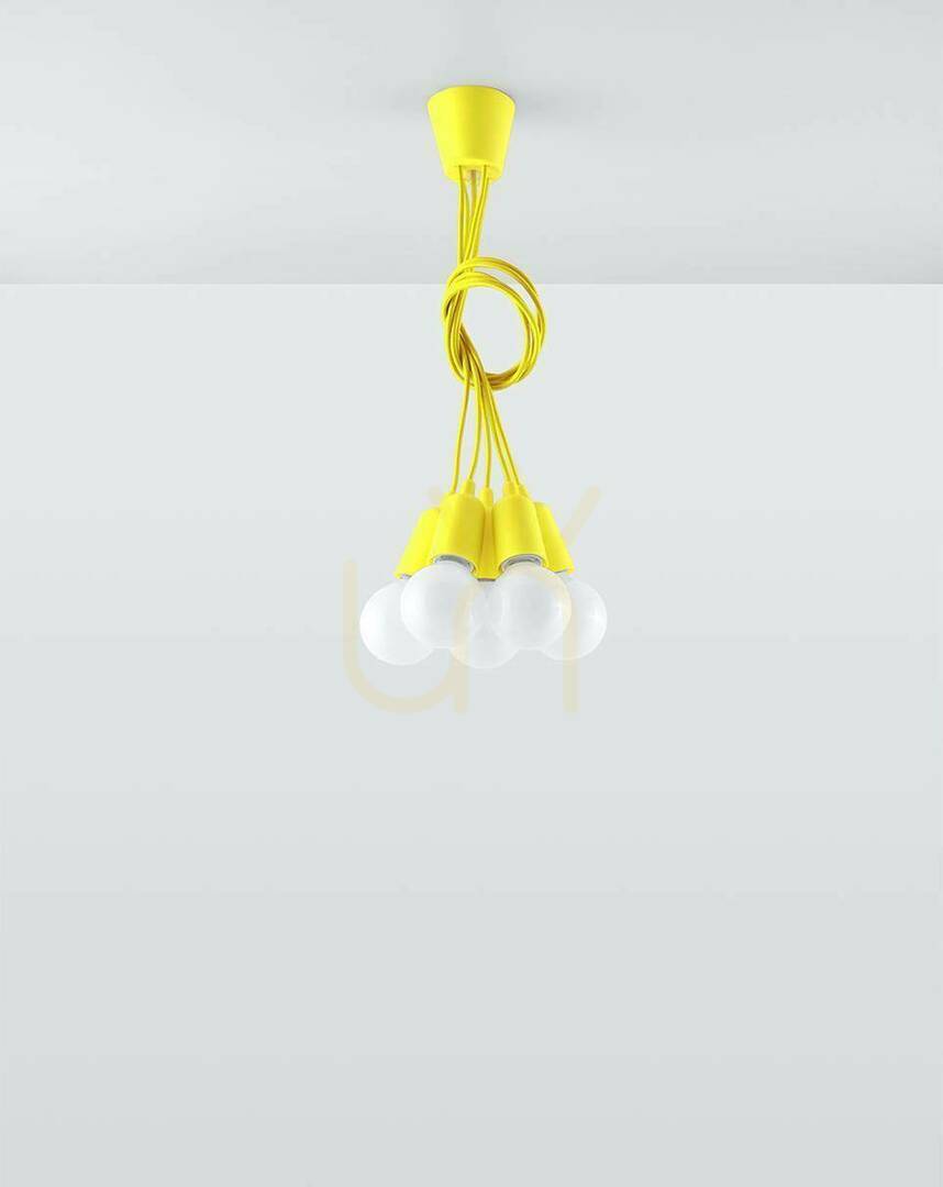 Show Pendant lamp DIEGO 5 yellow Sollux Pendant lamp DIEGO 5 yellow Sollux