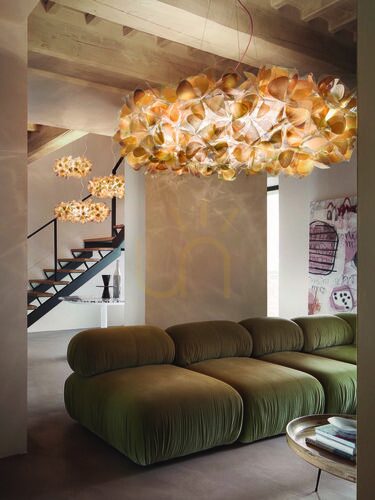 Check Slamp Clizia Suspension 130 Mama Non Mama Gold Transparent Wire Pendant Lamp.