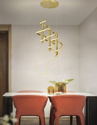 Check CLARET Spiral triple round pendant lamp with decorative crystals Aviano