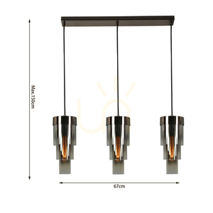 GRANS Straight triple pendant lamp Aviano small 3