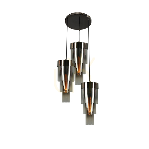 Check GRANS Triple round pendant lamp with triple cylindrical shades Aviano