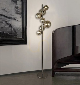 SEVILLA Floor lamp with seven spherical shades in black chrome Aviano small 0