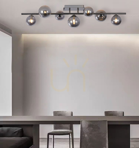 Check SEVILLA Ceiling lamp with seven spherical shades in black chrome Aviano