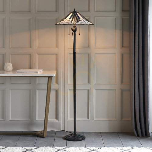 Check Tiffany Floor Lamp Interiors Astoria Multicolor Glass Resin 63934