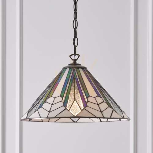 Check Tiffany Pendant Lamp Multicolor 40 cm Glass Steel Interiors 63937
