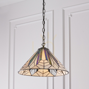 Tiffany Pendant Lamp Multicolor 40 cm Glass Steel Interiors 63937 small 3