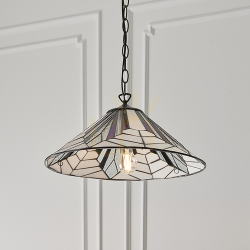 Check Tiffany Pendant Lamp Multicolor Glass Steel Interiors Astoria 48 cm 63938