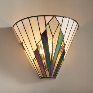 Tiffany Wall Lamp Interiors Astoria Multicolor Glass Steel 63940 small 1