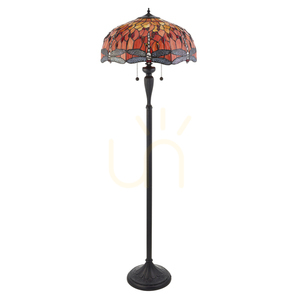 Standing Lamp Interiors Dragonfly Tiffany Multicolor Glass 156 cm 2-Light E27 small 1