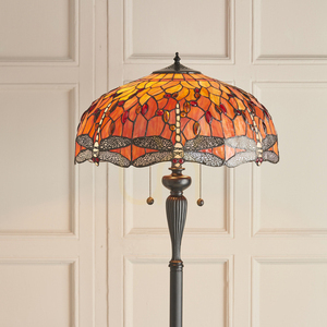 Standing Lamp Interiors Dragonfly Tiffany Multicolor Glass 156 cm 2-Light E27 small 4