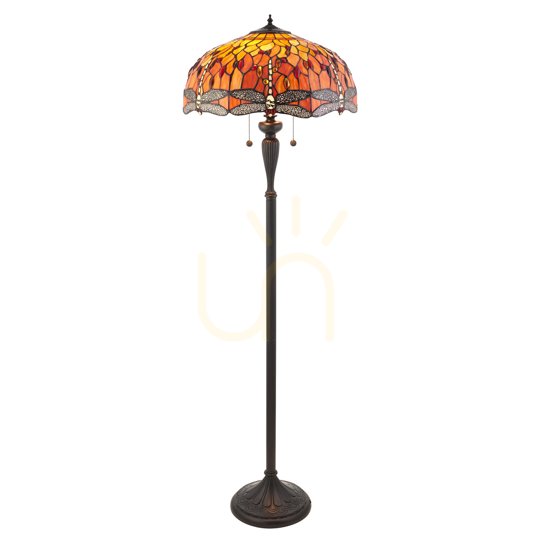 Standing Lamp Interiors Dragonfly Tiffany Multicolor Glass 156 cm 2-Light E27