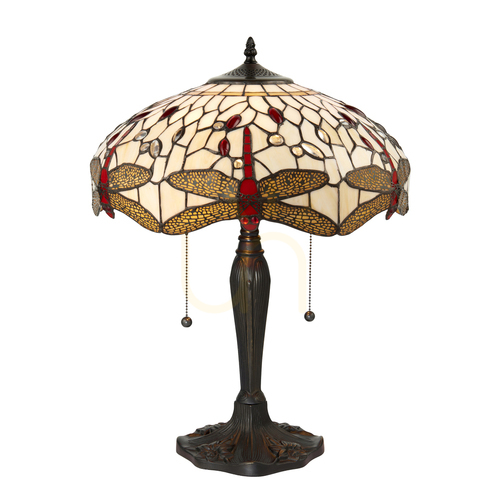 Check Tiffany Table Lamp Dragonfly Beige Glass Interiors 64085
