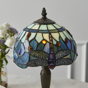 Interiors Dragonfly Tiffany Blue Glass Table Lamp 20 cm 64088 small 4