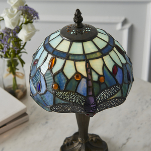 Interiors Dragonfly Tiffany Blue Glass Table Lamp 20 cm 64088 small 5