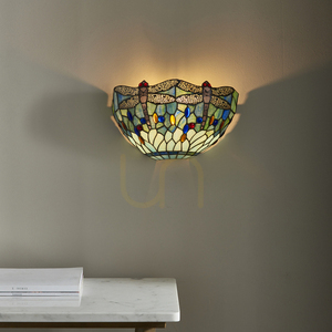 Interiors Dragonfly Blue Tiffany Wall Lamp 64102 small 5