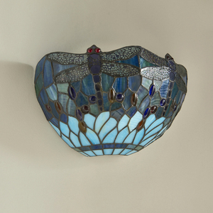 Interiors Dragonfly Blue Tiffany Wall Lamp 64102 small 8