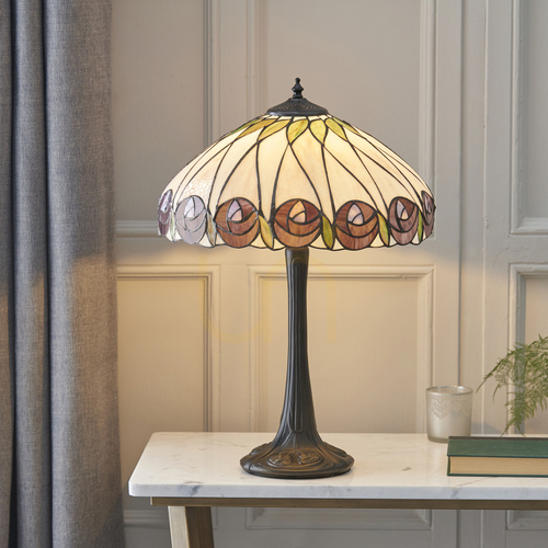 Check Tiffany Table Lamp Interiors Hutchinson Multicolor Glass 58 cm 64177
