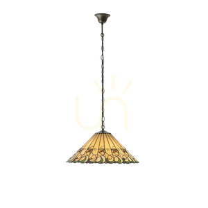 Tiffany Pendant Light 3xE27 Multicolor Glass Steel 50 cm Interiors 64194 small 1