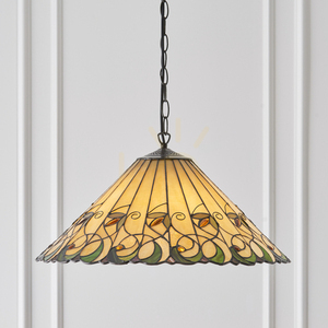 Tiffany Pendant Light 3xE27 Multicolor Glass Steel 50 cm Interiors 64194 small 2