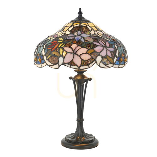 Check Interiors Sullivan Tiffany Table Lamp Multicolor Glass 2-Light E14 30 cm