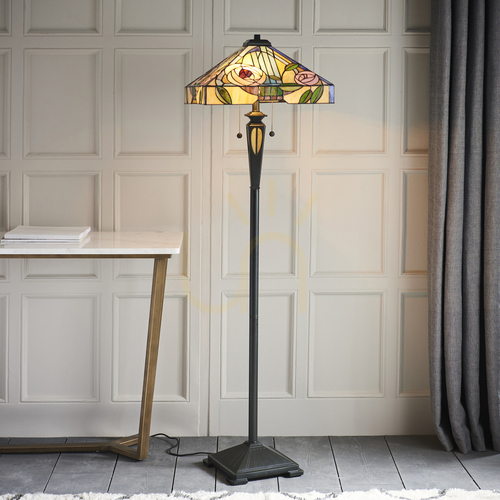 Check Interiors Willow Multicolor Tiffany Floor Lamp 153 cm 2-Light E27