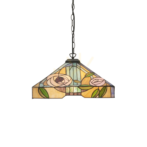 Check Tiffany Pendant Light Multicolor Glass 3-Light E27 Interiors 64384