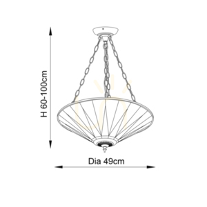 Tiffany Pendant Light Interiors Dark Star Multicolor 3-Light E27 Ø49 cm 70754 small 2