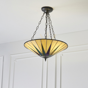 Tiffany Pendant Light Interiors Dark Star Multicolor 3-Light E27 Ø49 cm 70754 small 4