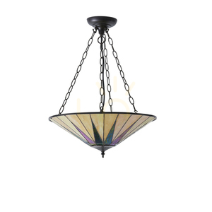 Tiffany Pendant Light Interiors Dark Star Multicolor 3-Light E27 Ø49 cm 70754 small 9