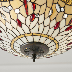 Tiffany Beige Pendant Light 3-Point Glass Steel E27 Interiors 70759 small 1