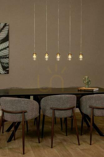 Check Lucide BERLIANE Pendant Light Clear Glass with Gold Accents LED 5x4W 2700K 93 cm 00430/20/60