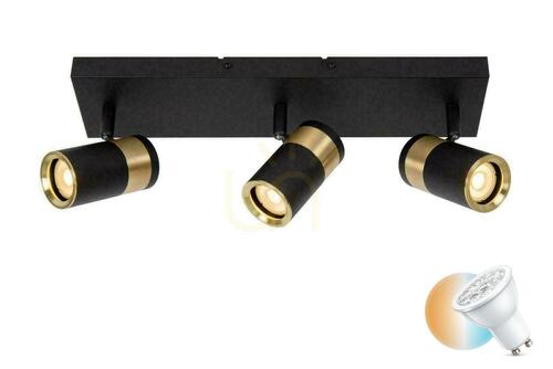 Check Lucide GORIK Plafond 3-Licht zwart goud GU10 metaal 53909/03/30