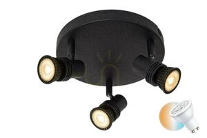 Lucide KIANTI black ceiling spotlight, 3 adjustable GU10 heads, metal, Ø 21 cm 53901/13/30 small 0