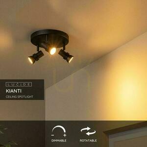 Lucide KIANTI black ceiling spotlight, 3 adjustable GU10 heads, metal, Ø 21 cm 53901/13/30 small 2