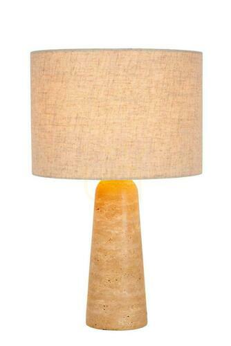 Check Lucide NIMUE Taupe Travertine and Linen Table Lamp 05556/81/41