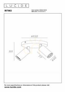 Lucide RITMO ceiling lamp black aluminium 2x MR11 LED 15 cm 09942/12/30 small 4
