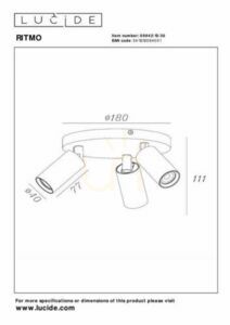 Lucide RITMO black ceiling spotlight, 3×GU10 (MR11), Ø18 cm, 09942/13/30 small 4
