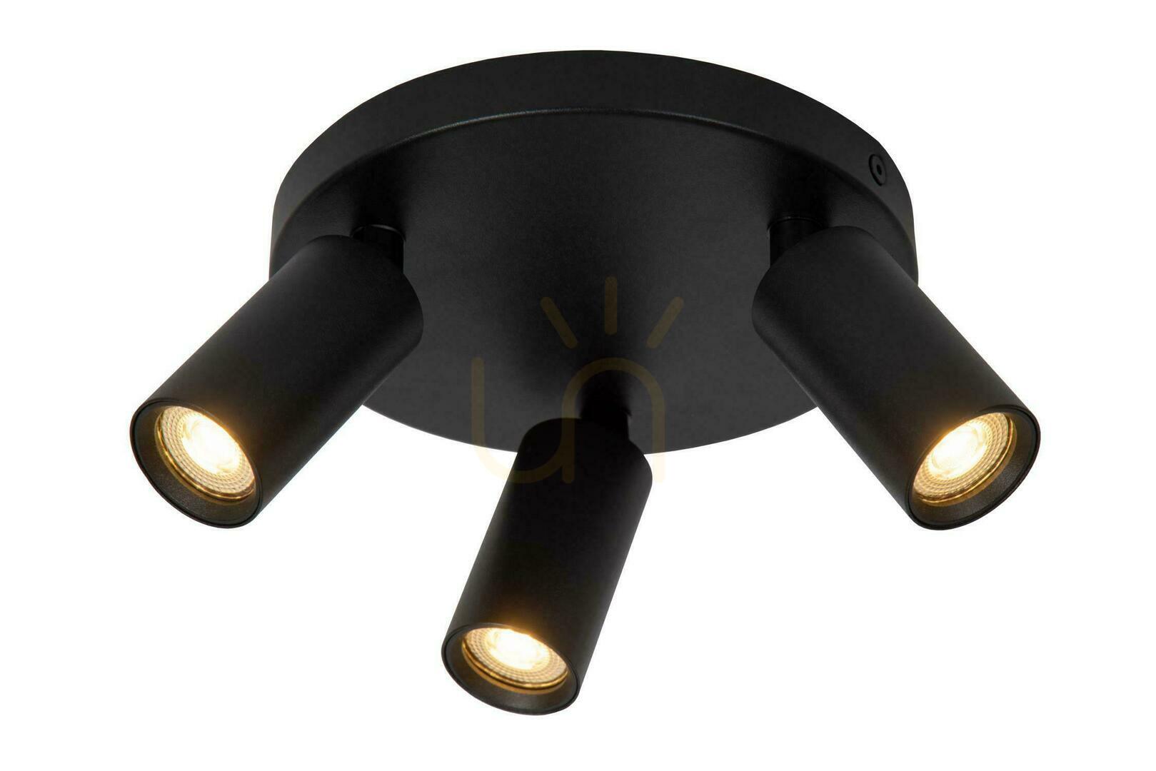 Lucide RITMO plafondspot zwart aluminium 3-lichts 18 cm 09942/13/30