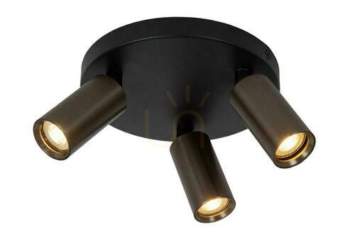 Check Lucide RITMO Plafondspot 3-lichts bruin zwart aluminium 18 cm 09942/13/97