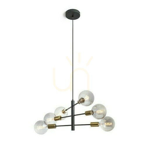 Check Artemia 6 Pendant Lamp Black Brushed Brass 230 V Led E27 6x15 W.