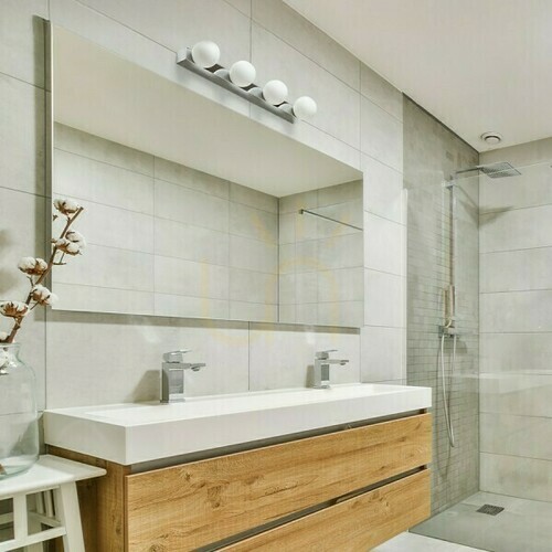Check Bathroom wall light Rendl Domino IV chrome / opal glass 4x G9 max 6W IP44