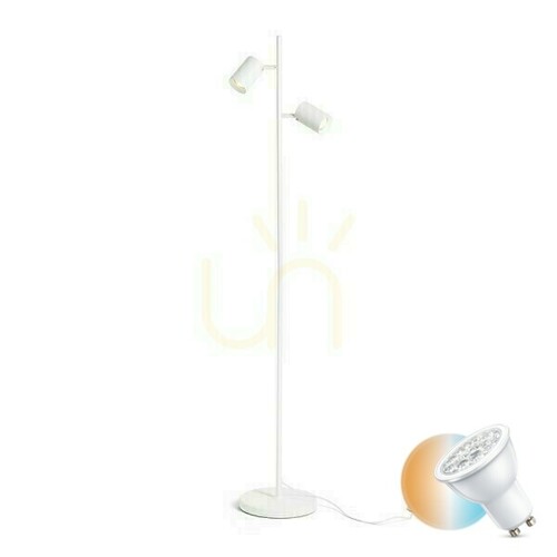 Check Flynn Ii Floor Standing Lamp White 230 V Led Gu10 2x9 W.
