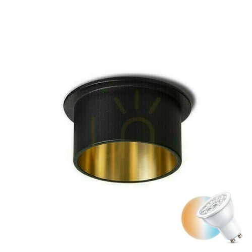 Check Orta Recessed Ceiling Lens Black/Gold 230 V Led Gu10 9 W.