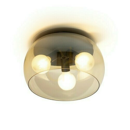 Check Plafond Amanda Ceiling Black Matte Amber Glass 230 V Led E27 3x15 W.