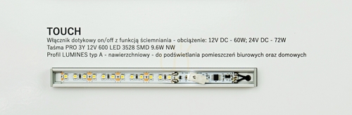 Check TOUCH switch for LED strips with PWM dimmer 60W/12V 72W/24V