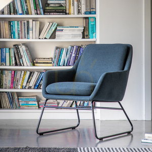 Chair Gallery Direct Funton Midnight Blue Upholstered Accent Chair Iron Legs small 1
