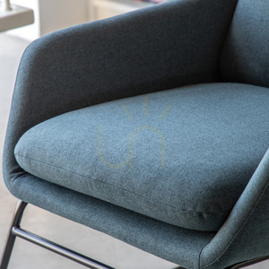Chair Gallery Direct Funton Midnight Blue Upholstered Accent Chair Iron Legs small 3
