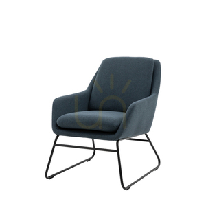 Chair Gallery Direct Funton Midnight Blue Upholstered Accent Chair Iron Legs small 5